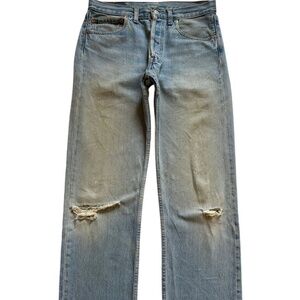 Levis 501 90s vintage faded mud wash distressed loose jeans